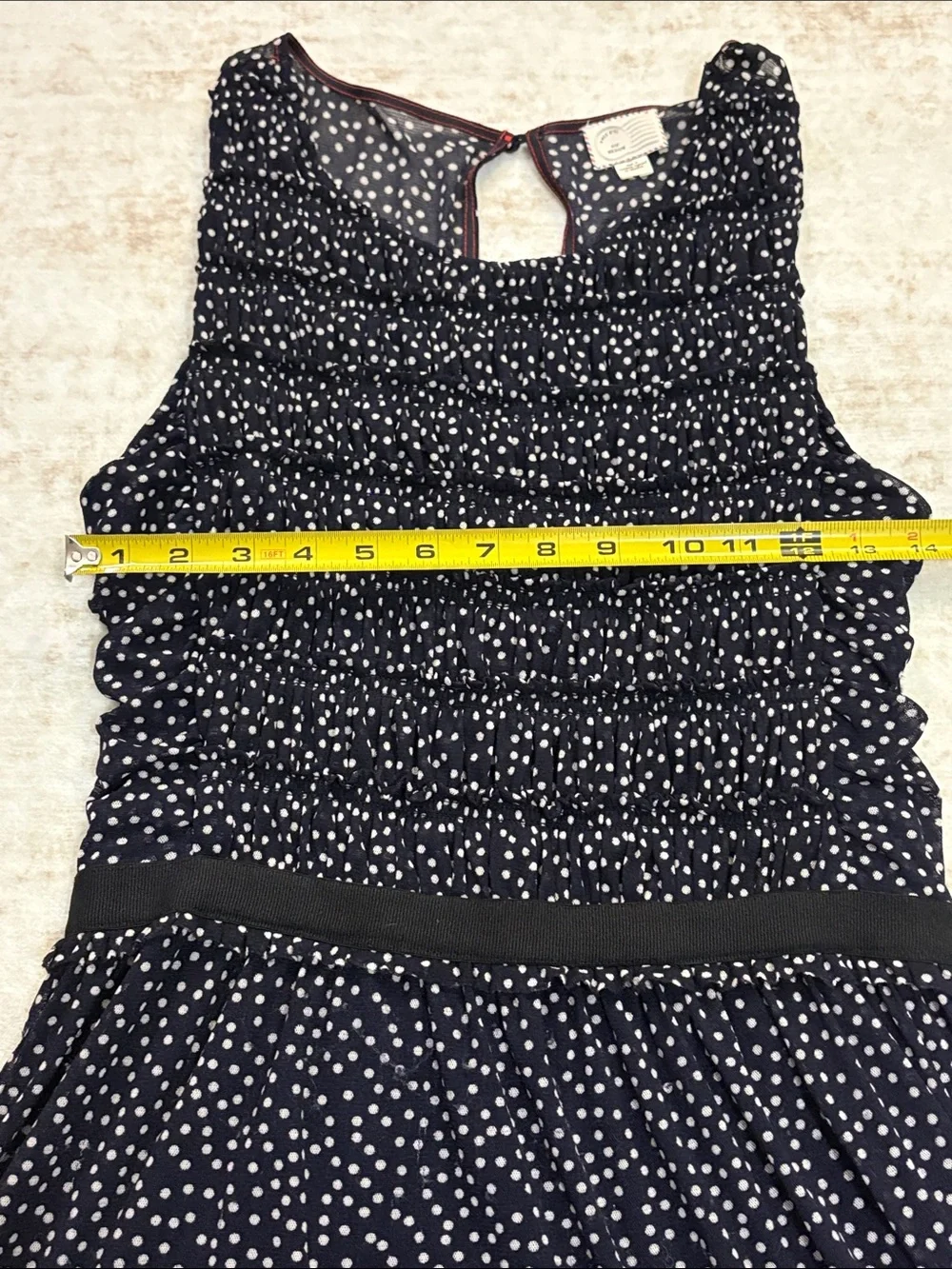ANTHRO X POSTMARK M Swiss Dot Ruched Stretch Polka Dot Dress